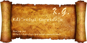 Károlyi Gorgiás névjegykártya